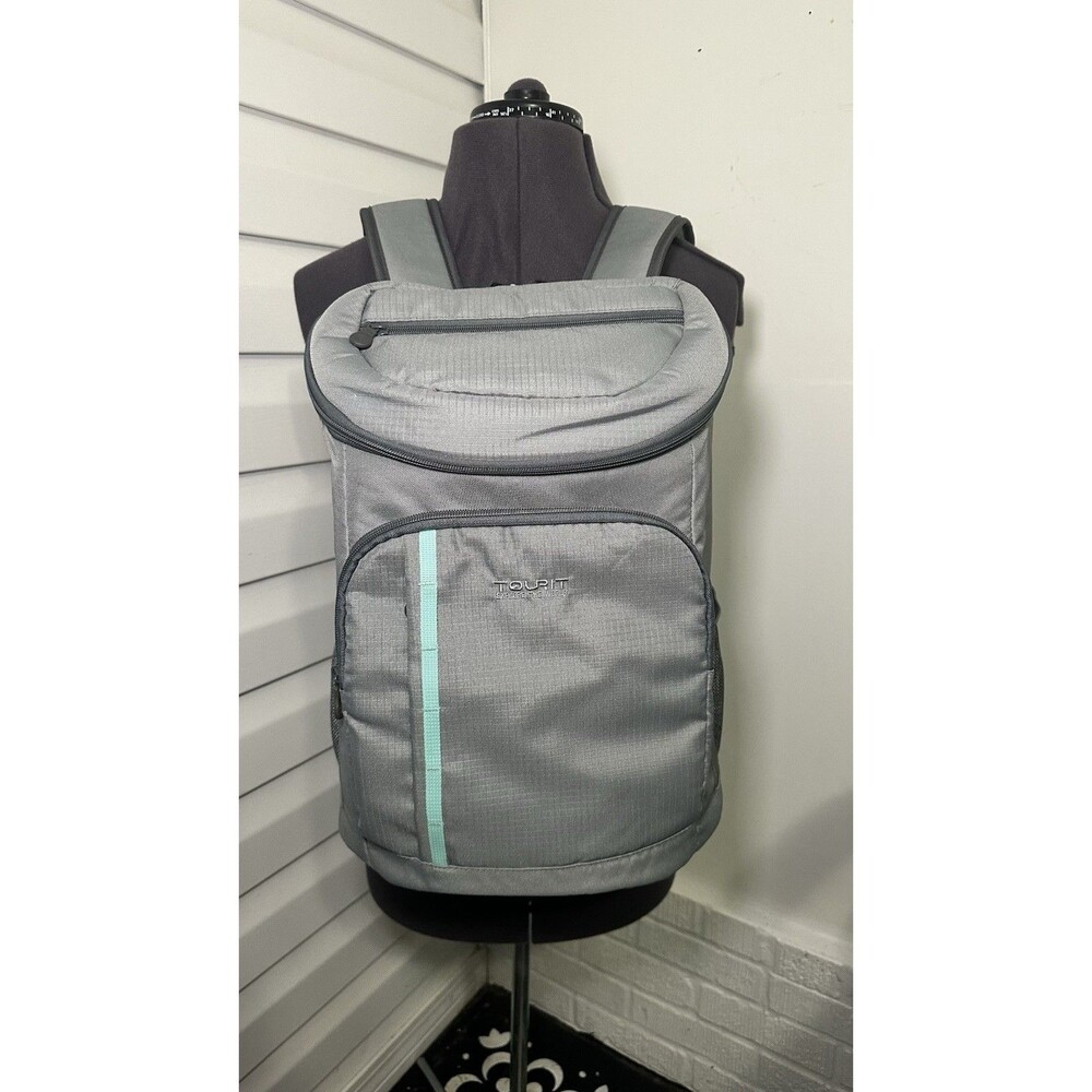 Tourit 28L Insulated Leakproof Portable Backpack Cooler Gray Blue Camping Hiking